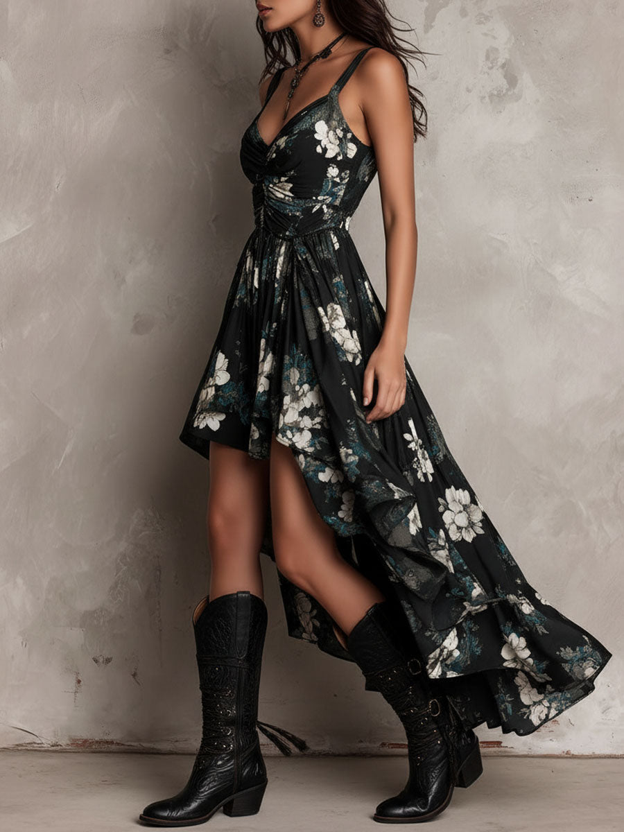 Anouk | Vestido largo de flores sin tirantes