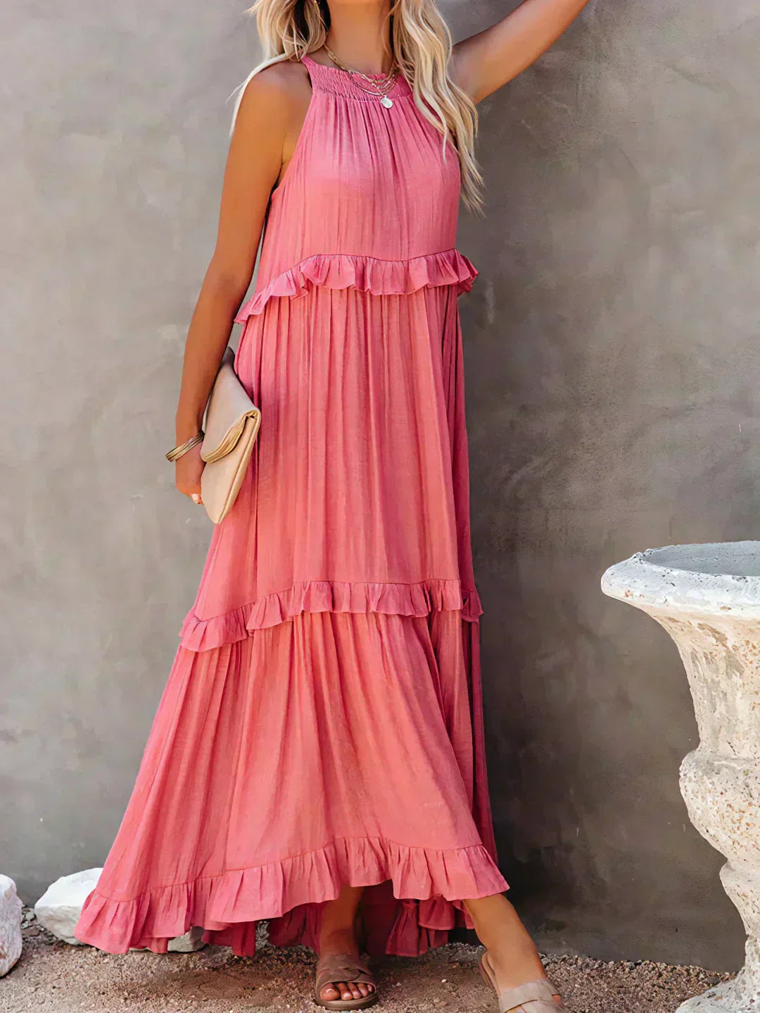 Lou | Vestido elegante sin mangas con volantes