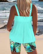 Daphne | Tankini ligero acanalado con shorts