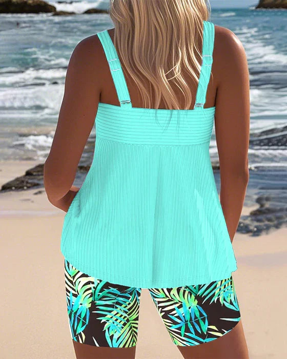 Daphne | Tankini ligero acanalado con shorts