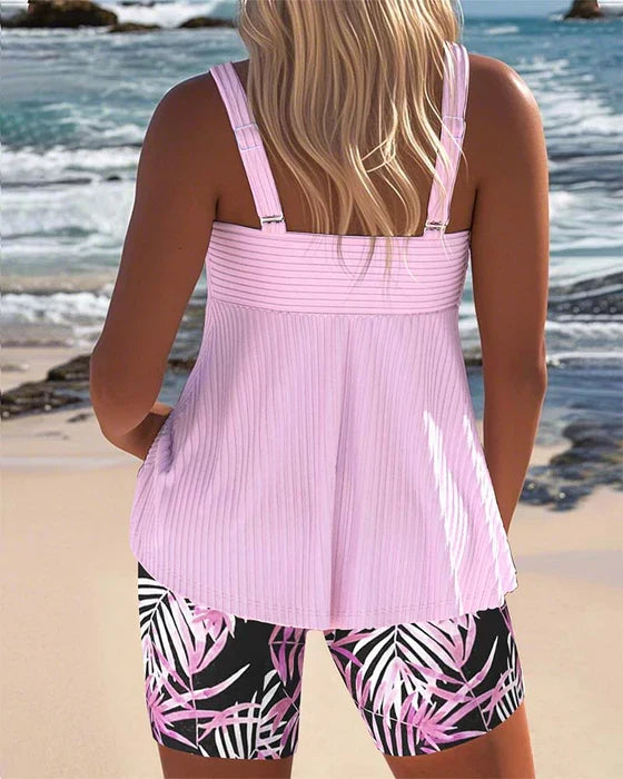 Daphne | Tankini ligero acanalado con shorts