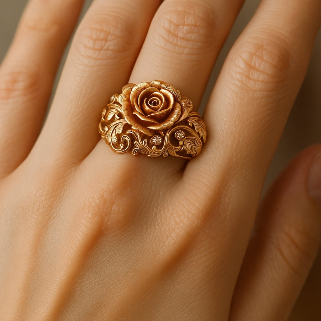 Anillo de flor dorada