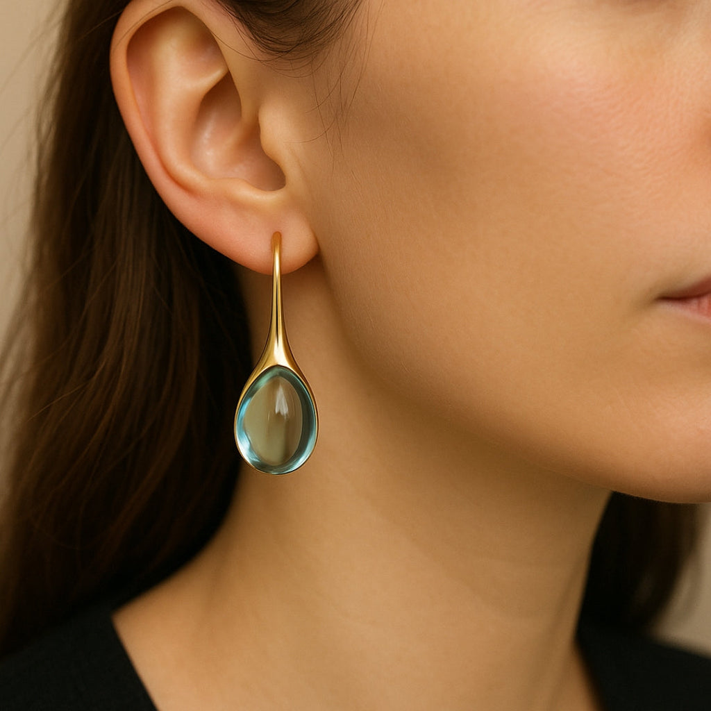 Pendientes de gota con cristales en dorado y plateado