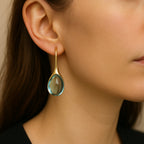 Pendientes de gota con cristales en dorado y plateado