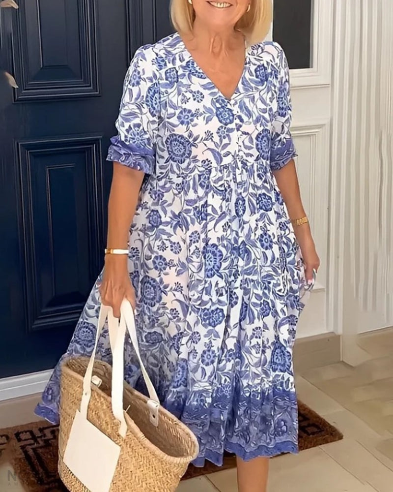 Lunah | Vestido floral con escote en pico