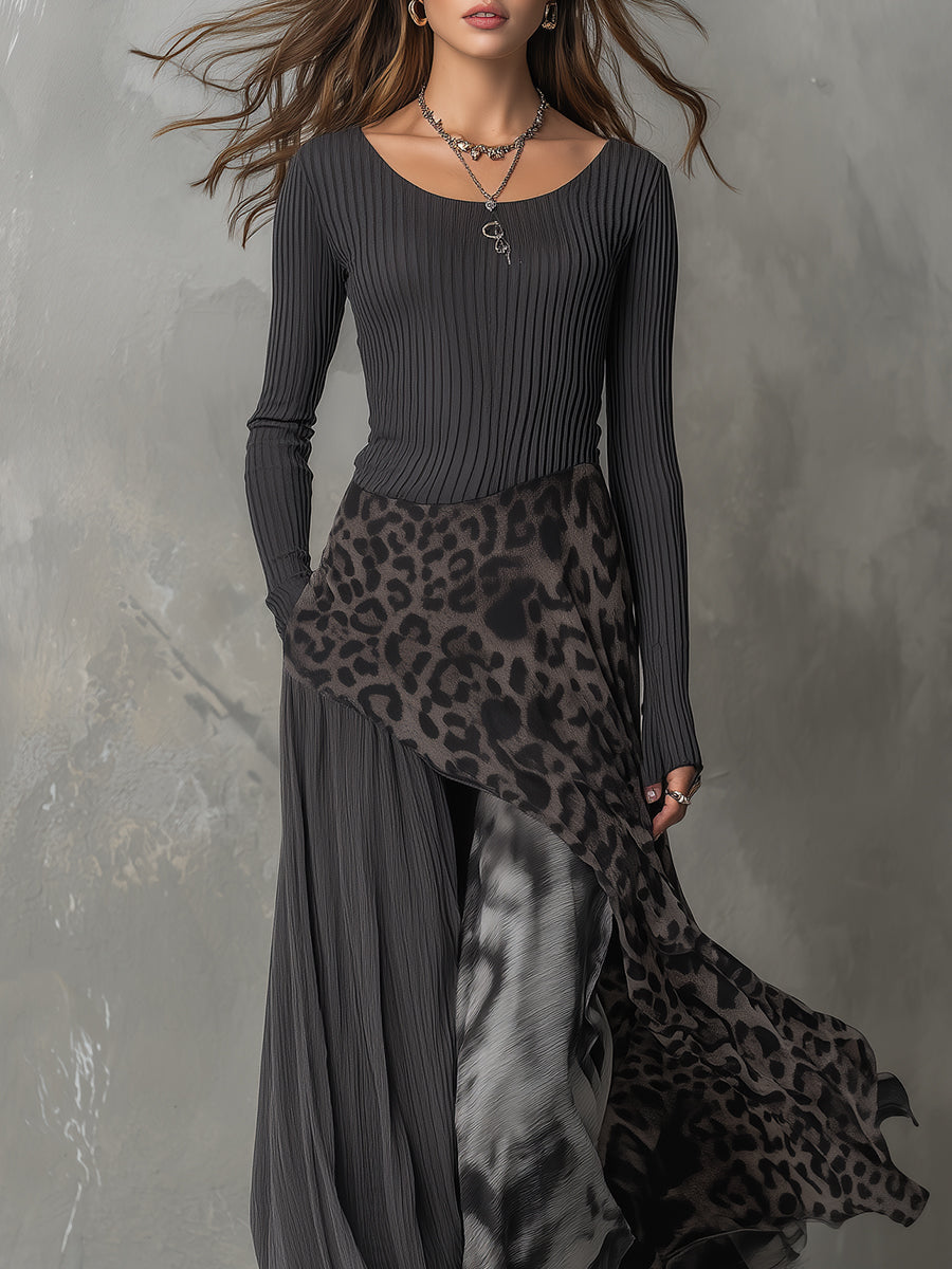 Claudia | Vestido bohemio con estampado de leopardo