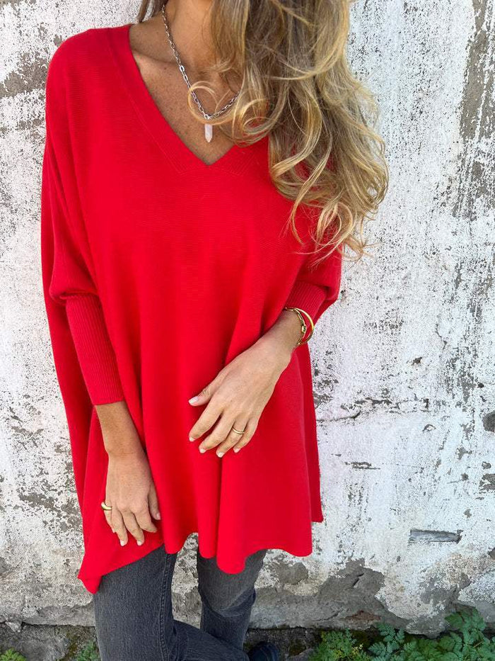 Kira | Jersey oversize con cuello de pico relajado