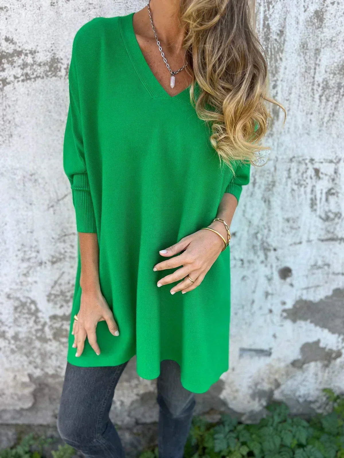 Kira | Jersey oversize con cuello de pico relajado