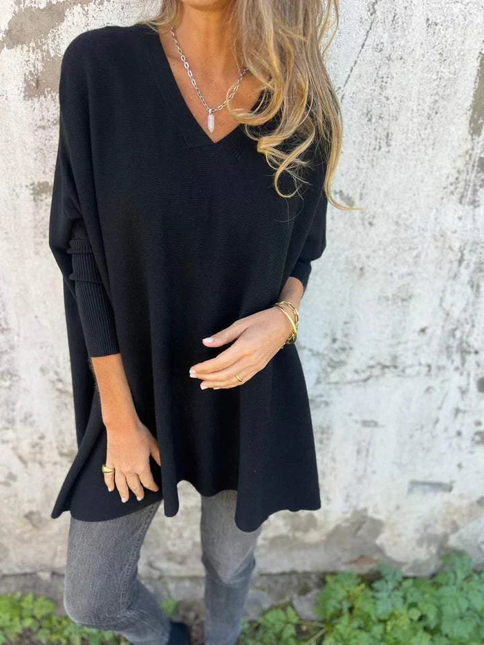 Kira | Jersey oversize con cuello de pico relajado