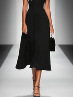 Delphine | Vestido midi con cuello cuadrado y bloques de color