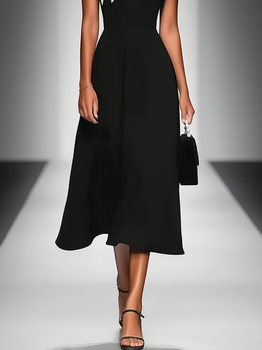 Delphine | Vestido midi con cuello cuadrado y bloques de color