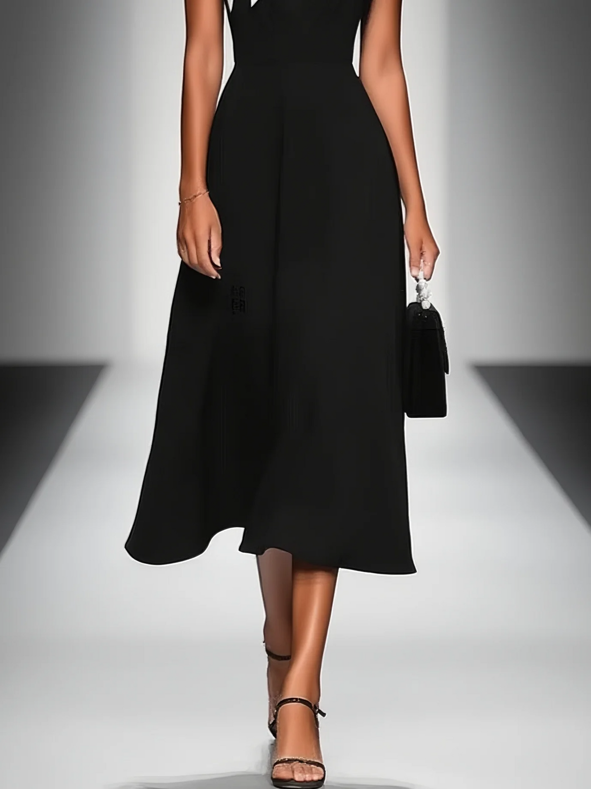 Delphine | Vestido midi con cuello cuadrado y bloques de color