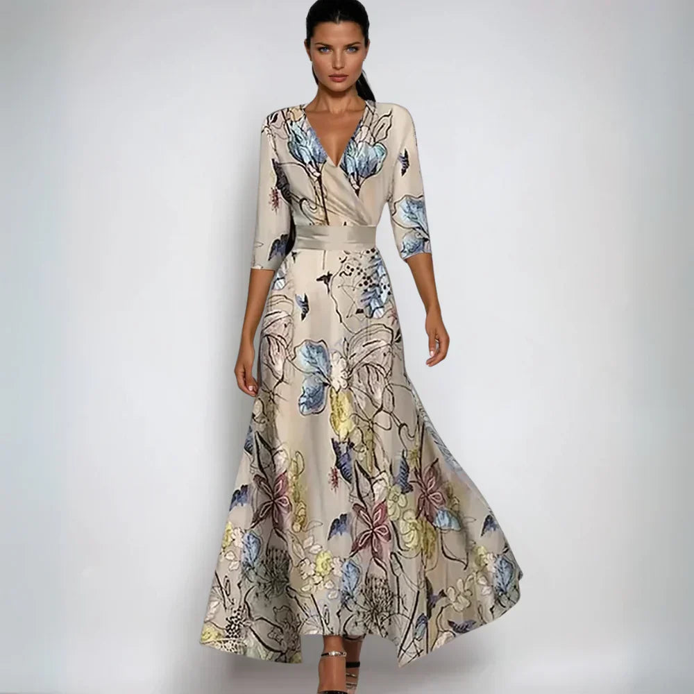 Judith | Vestido largo cruzado de flores