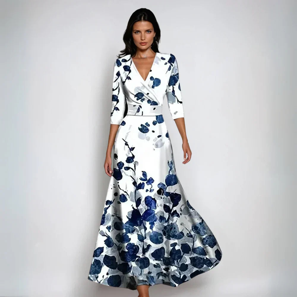 Judith | Vestido largo cruzado de flores
