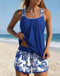 Marie | Conjunto de dos piezas con top de tankini y shorts estampados