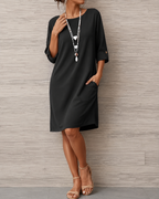 Sabine | Vestido Midi Fluido con Bolsillos