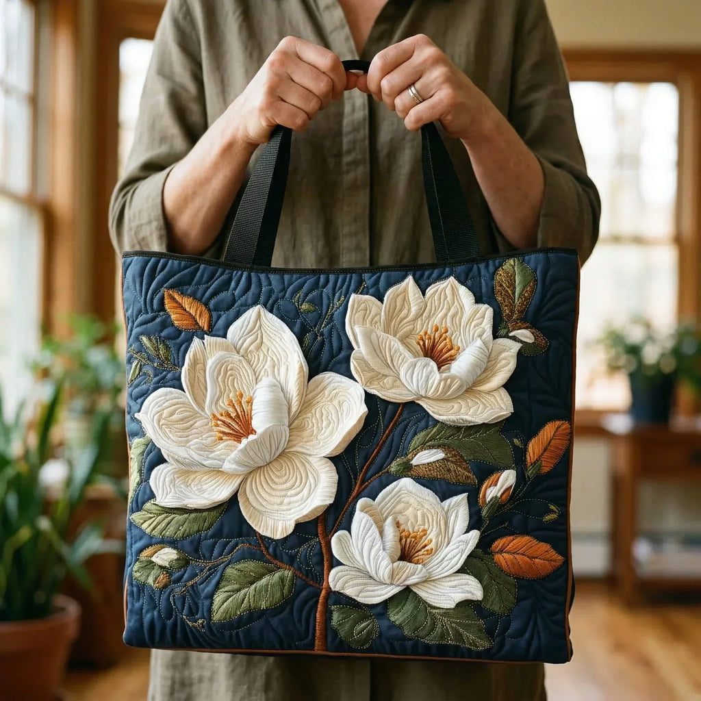 Bolso acolchado con magnolia delicada