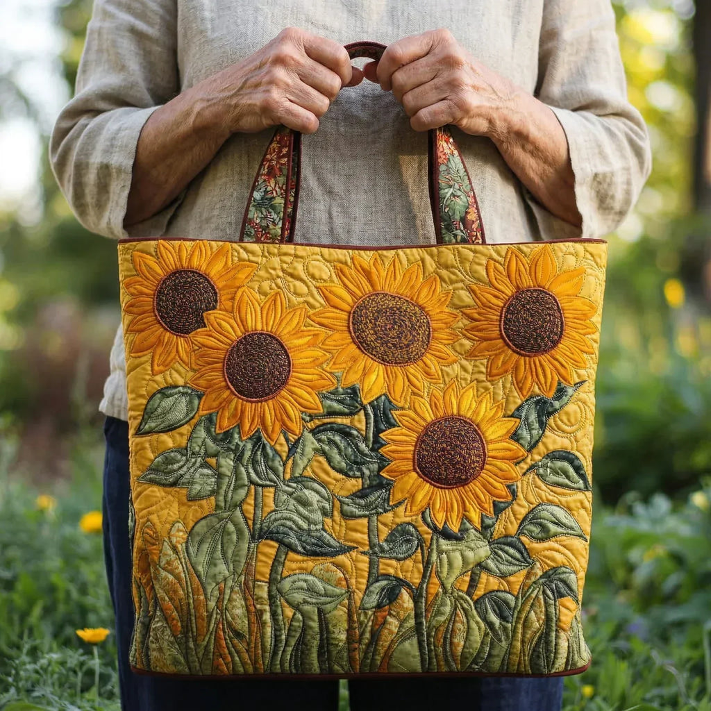 Bolso acolchado clásico con girasoles