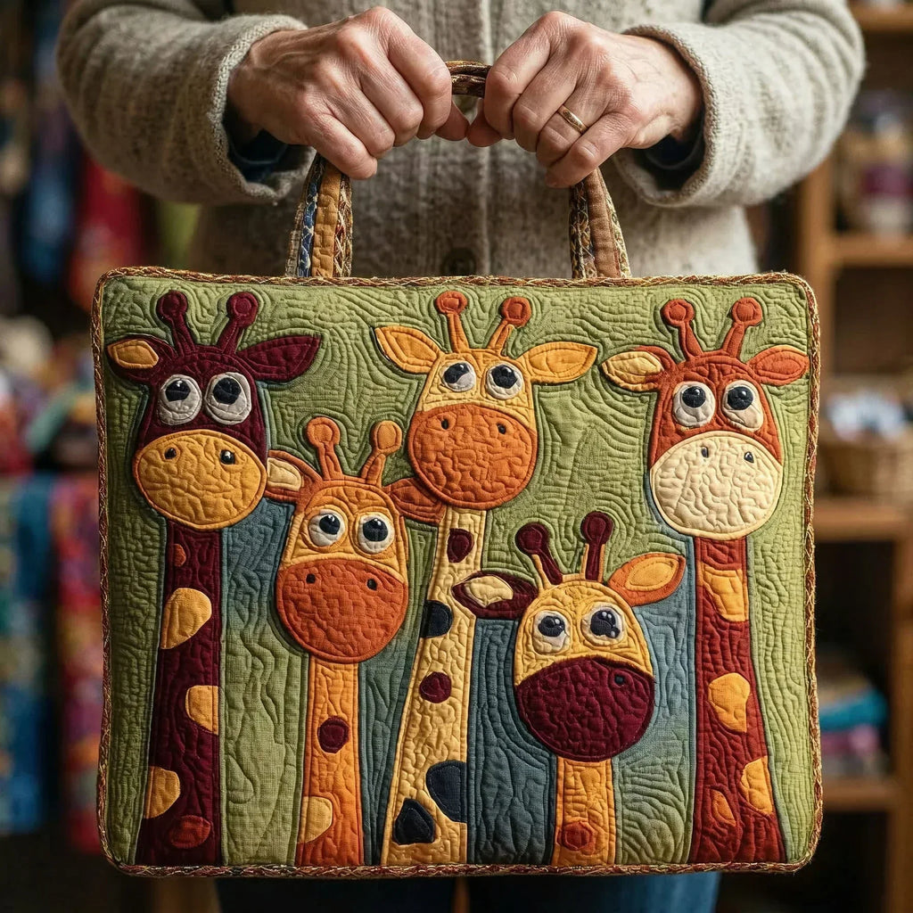 Bolso tote acolchado con jirafa