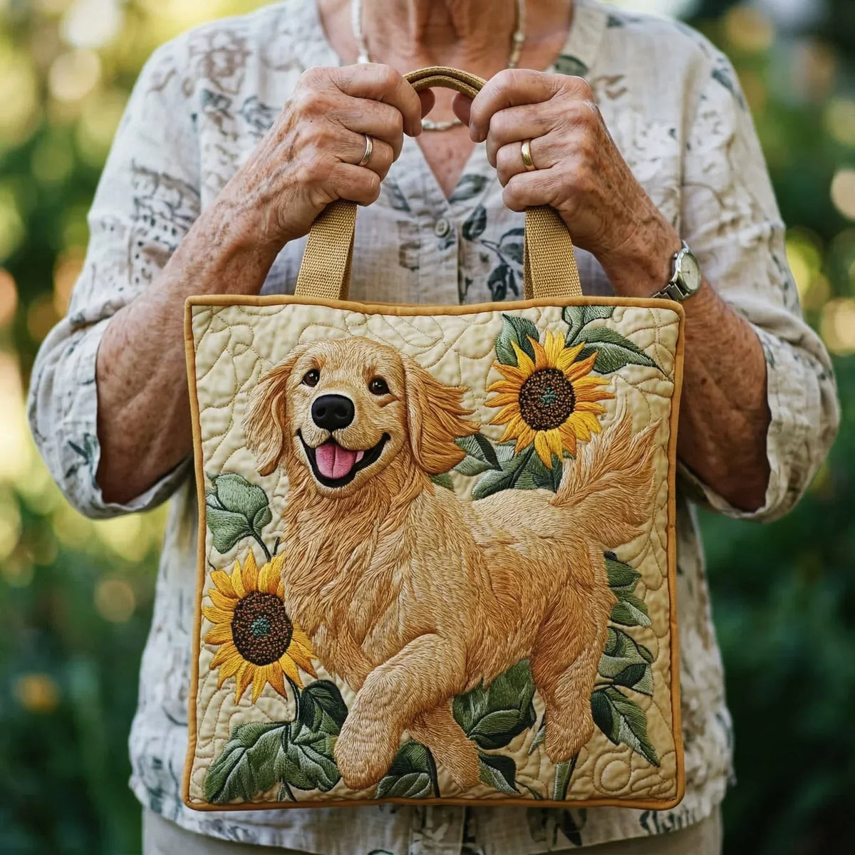 Bolso con golden retriever