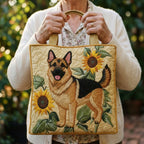 Bolso con pastor alemán y flores