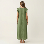 Josette | Vestido largo con volantes y cuello de pico