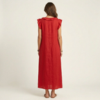 Josette | Vestido largo con volantes y cuello de pico