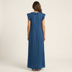 Josette | Vestido largo con volantes y cuello de pico