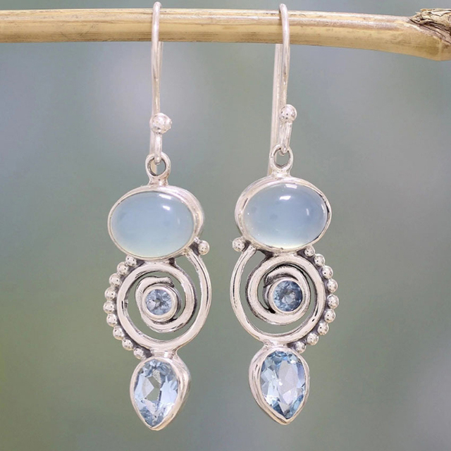 Pendientes vintage de piedra luna