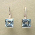 Pendientes vintage de cristal cúbico azul