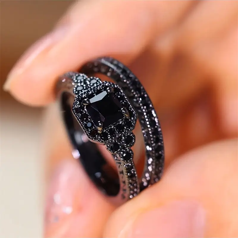 Conjunto de anillos vintage negros