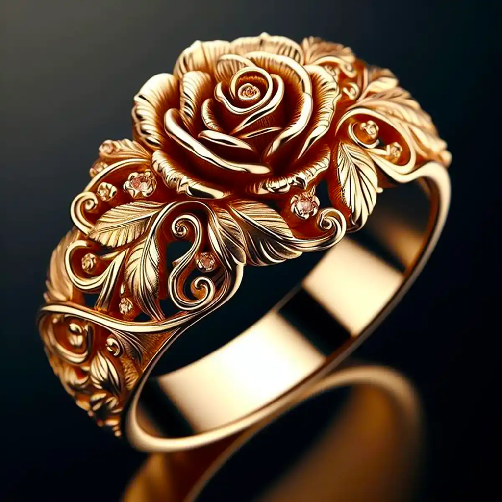 Anillo de flor dorada