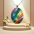 Collar de piedra redonda de colores