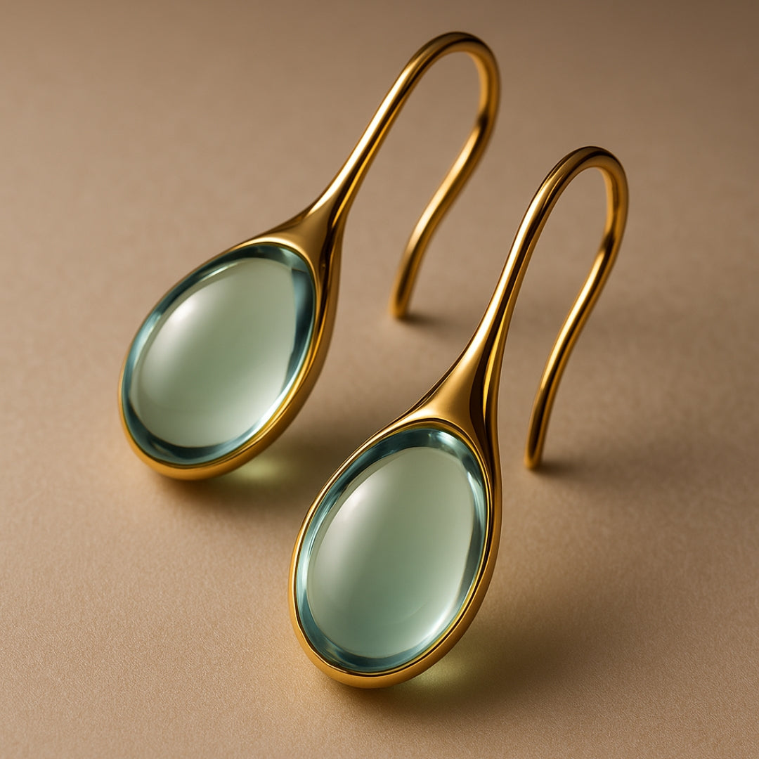 Pendientes de gota con cristales en dorado y plateado