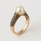 Anillo dorado vintage con perla