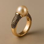 Anillo dorado vintage con perla
