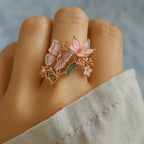 Anillo mariposa con circonitas, luminoso y de inspiración natural