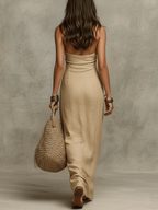 Héloïse | Vestido largo con cuello halter cruzado