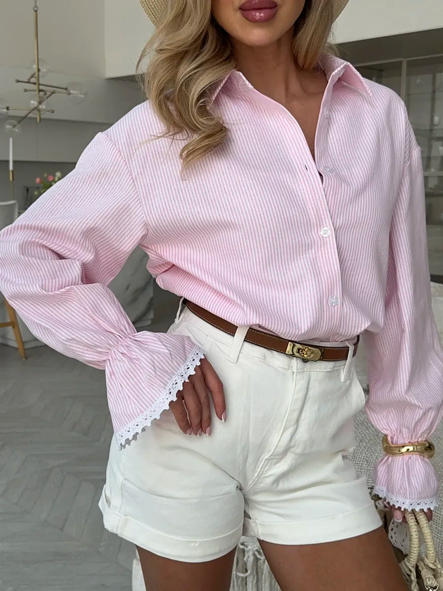 Noelle | Blusa de rayas elegante con puños finos