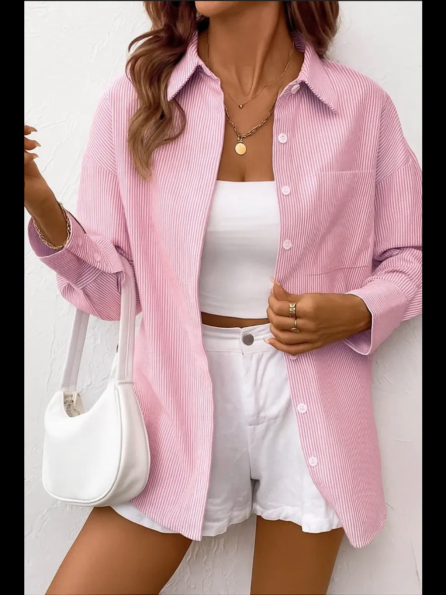 Noelle | Blusa de rayas elegante con puños finos