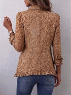 Vyclara | Chaqueta vintage bohemia con volantes y estampado floral