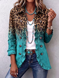 Elspeth | Chaqueta blazer de leopardo en degradado con volantes