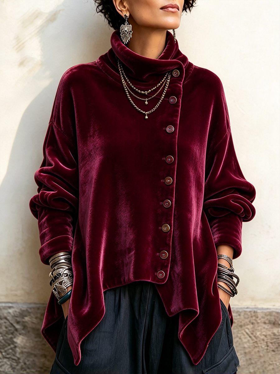 Celeste | Top de cuello alto con botones asimétricos