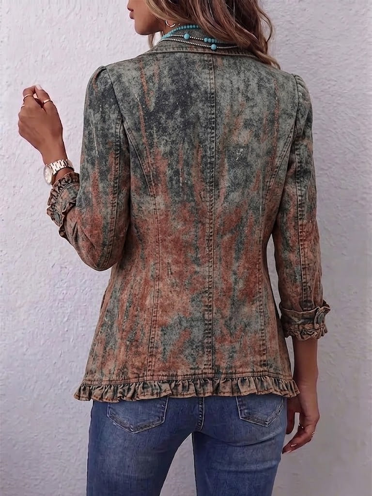 Bristow | Chaqueta vintage con volantes y estampado degradado texturizado