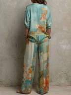 Sandra | Conjunto floral de pantalón ancho