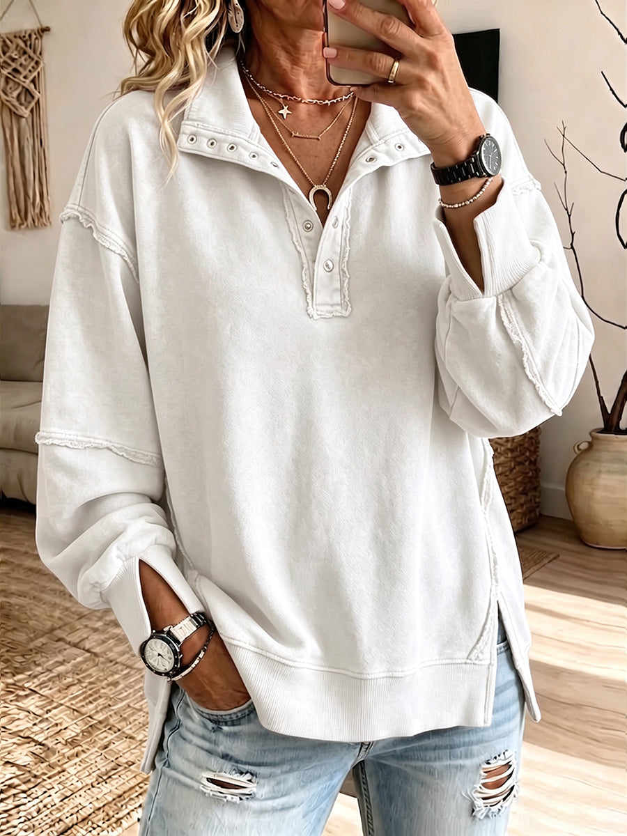 Hazel | Sudadera henley con costuras vistas