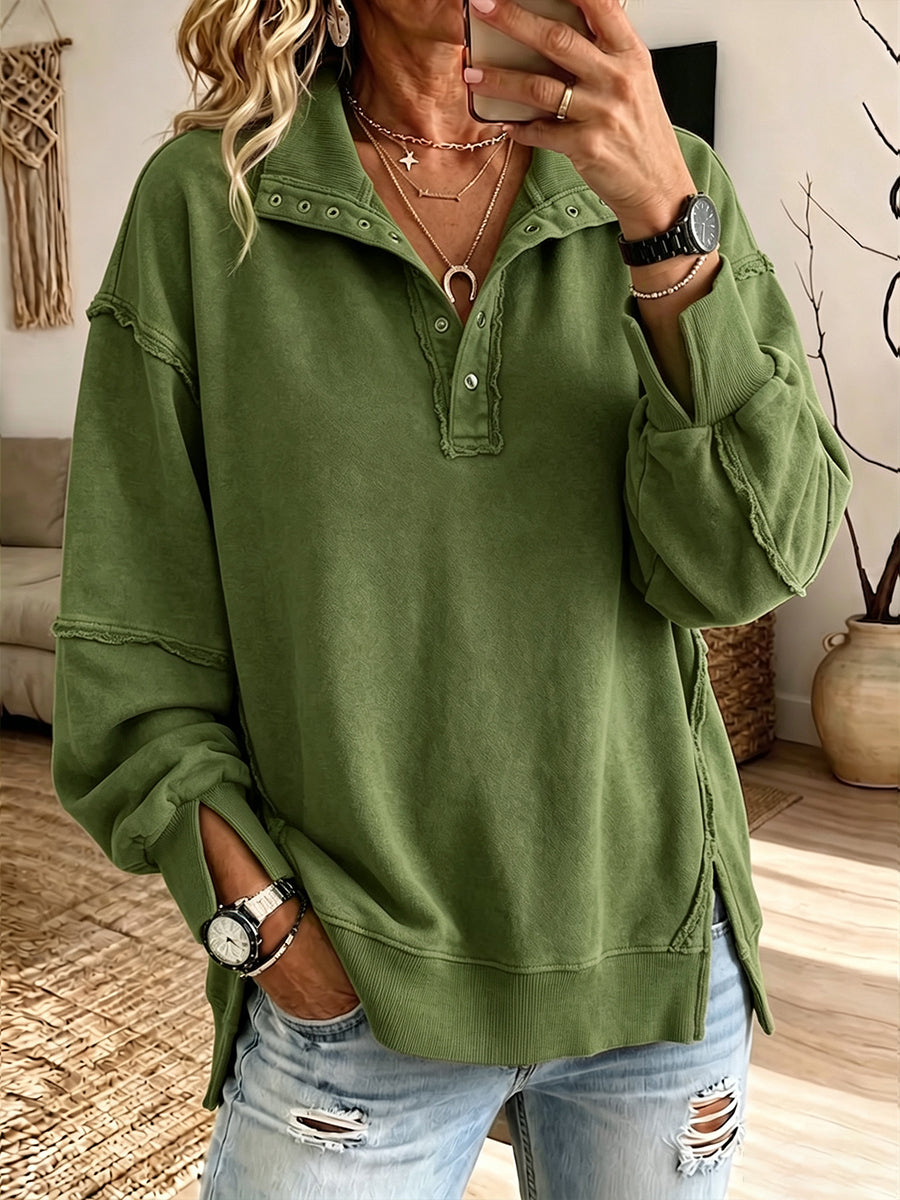 Hazel | Sudadera henley con costuras vistas