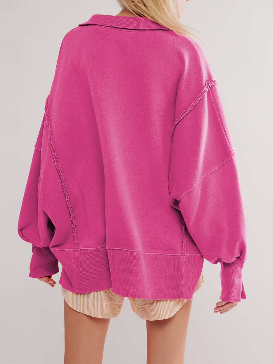 Hazel | Sudadera henley con costuras vistas