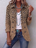 Tawny | Chaqueta vintage con volantes y degradado de leopardo