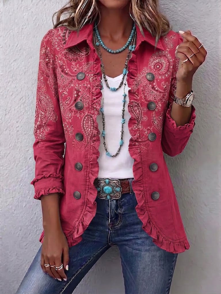 Anaelle | Chaqueta vintage con estampado paisley y volantes